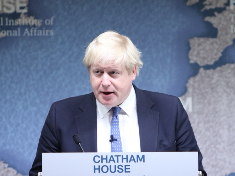 Boris Johnson speaking at a Chatham House lectern, 2016