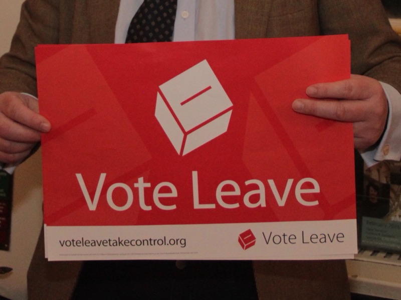 A Vote Leave placard, 2016